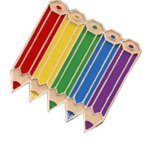 Pride Rainbow Colored Pencils Pin Brooch - Picture 1 of 3